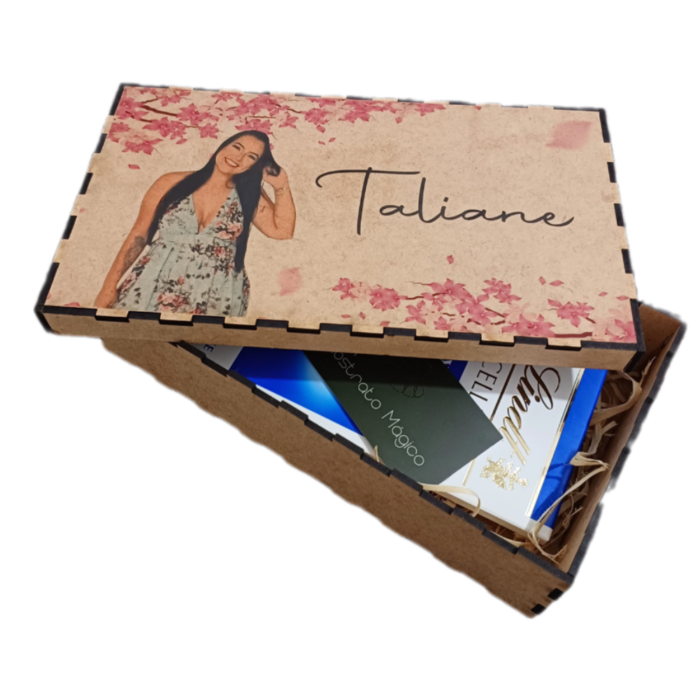 Caixa de MDF Retangular com Impressão na Tampa + 10 Fotos Impressas - Imagem 3